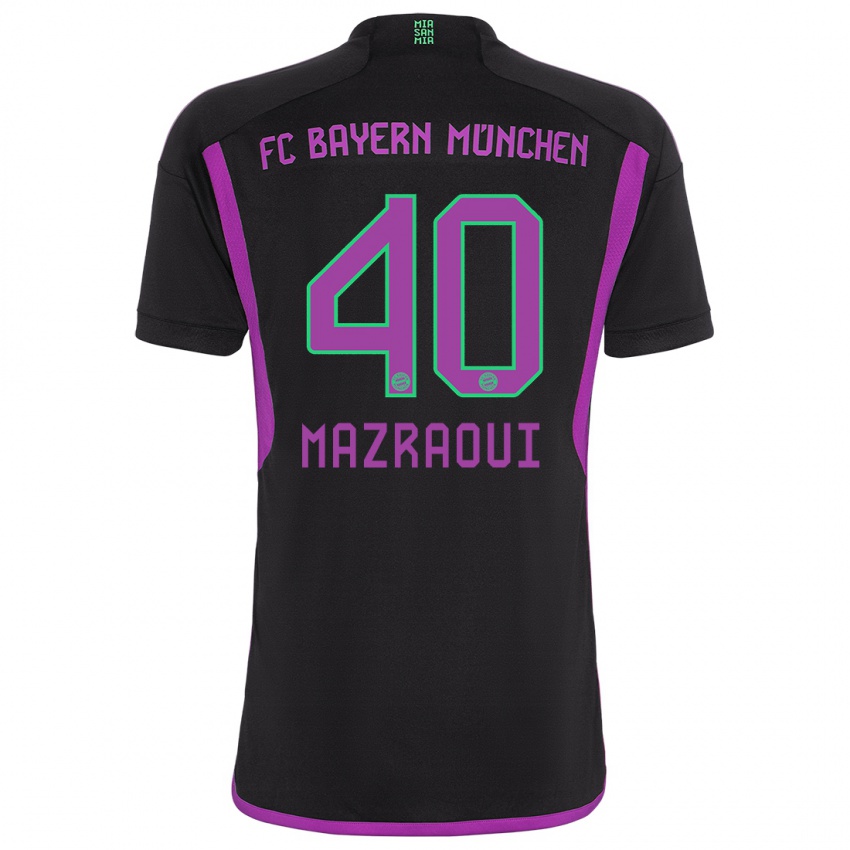 Mujer Camiseta Noussair Mazraoui #40 Negro 2ª Equipación 2023/24 La Camisa Argentina