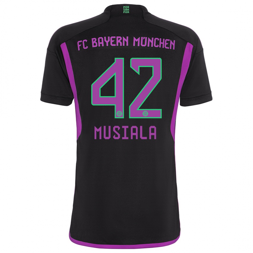 Mujer Camiseta Jamal Musiala #42 Negro 2ª Equipación 2023/24 La Camisa Argentina