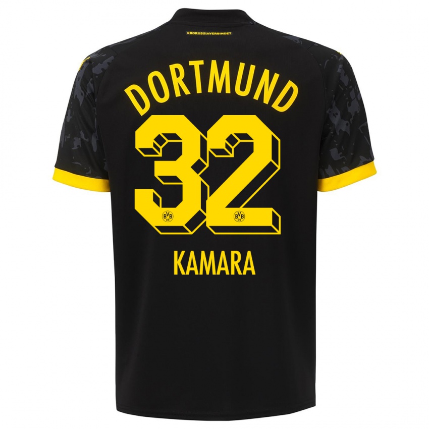 Mujer Camiseta Abdoulaye Kamara #32 Negro 2ª Equipación 2023/24 La Camisa Argentina