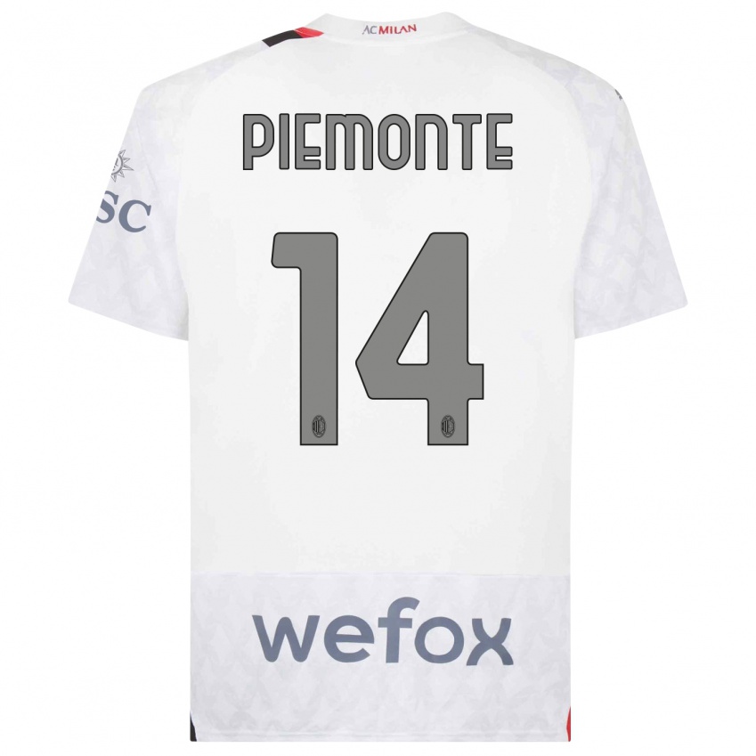 Mujer Camiseta Martina Piemonte #14 Blanco 2ª Equipación 2023/24 La Camisa Argentina