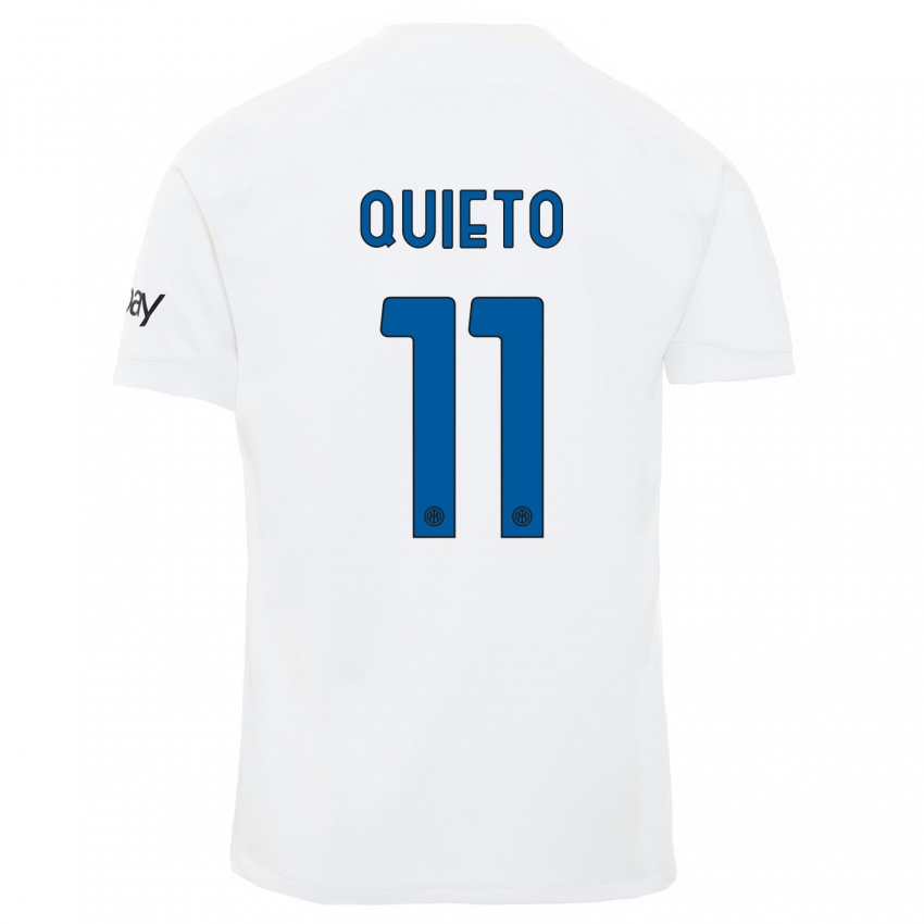 Mujer Camiseta Daniele Quieto #11 Blanco 2ª Equipación 2023/24 La Camisa Argentina