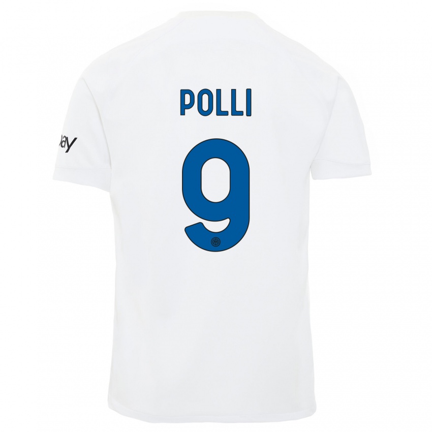 Mujer Camiseta Elisa Polli #9 Blanco 2ª Equipación 2023/24 La Camisa Argentina