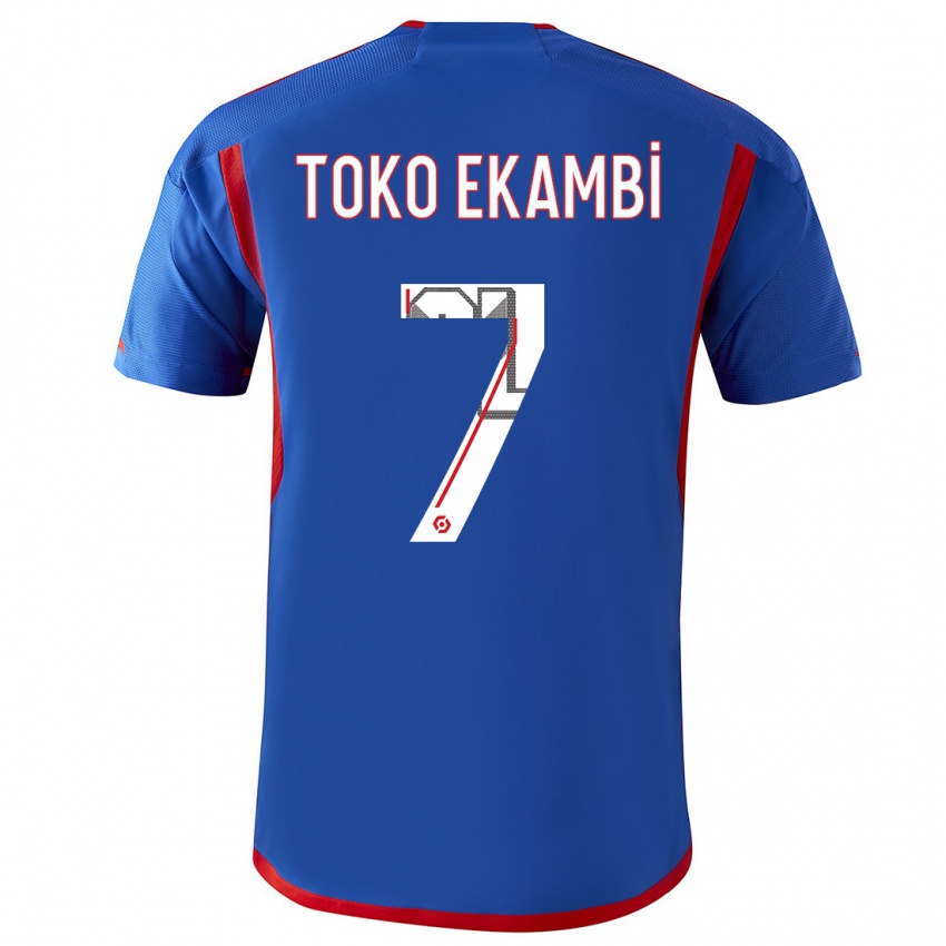 Mujer Camiseta Karl Toko Ekambi #7 Azul Rojo 2ª Equipación 2023/24 La Camisa Argentina