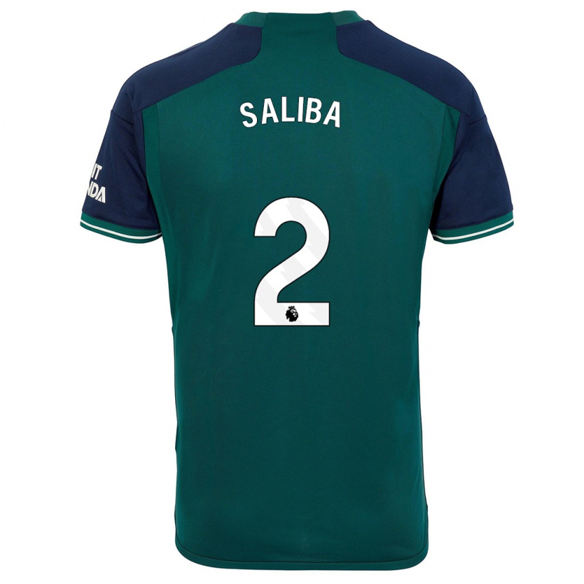 Mujer Camiseta William Saliba #2 Verde Equipación Tercera 2023/24 La Camisa Argentina