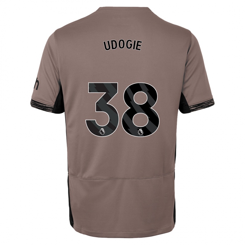 Mujer Camiseta Destiny Udogie #38 Beige Obscuro Equipación Tercera 2023/24 La Camisa Argentina