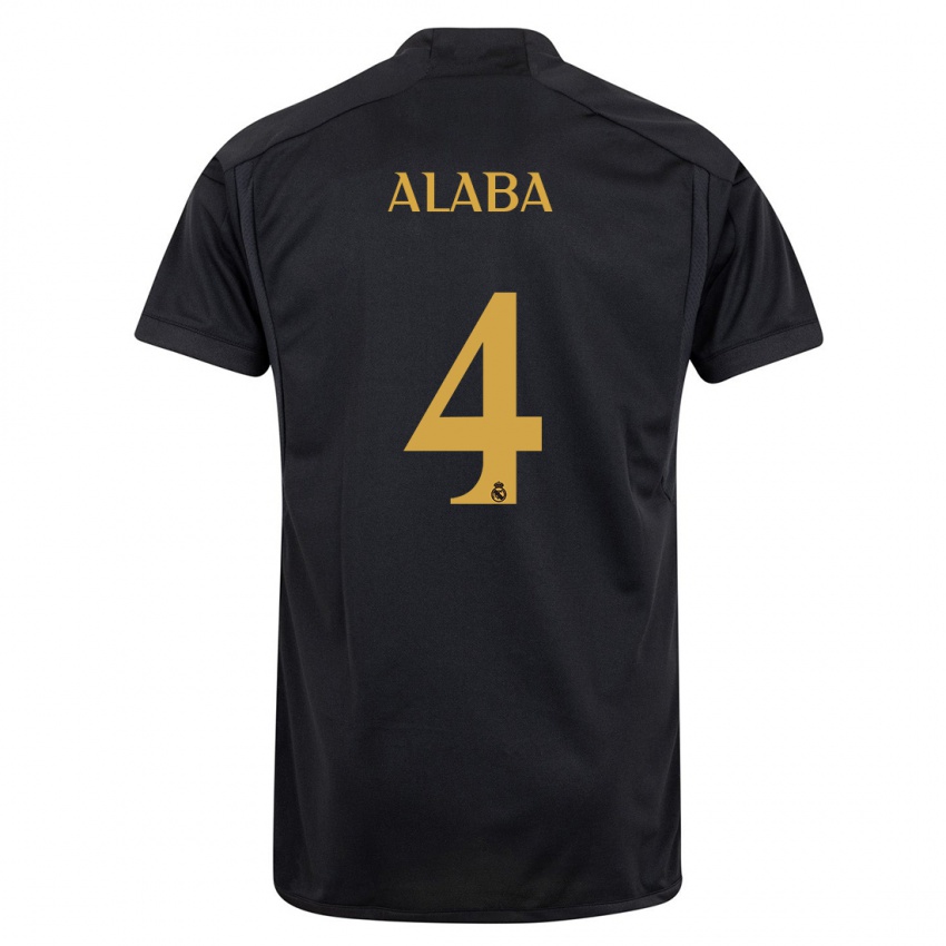 Mujer Camiseta David Alaba #4 Negro Equipación Tercera 2023/24 La Camisa Argentina