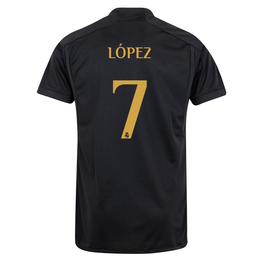 Mujer Camiseta Noel López #7 Negro Equipación Tercera 2023/24 La Camisa Argentina
