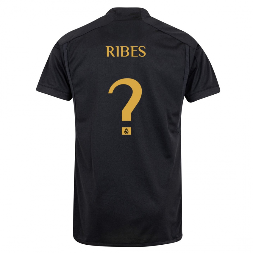 Mujer Camiseta Kike Ribes #0 Negro Equipación Tercera 2023/24 La Camisa Argentina