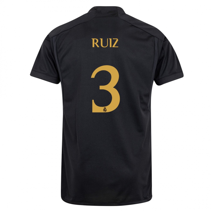 Mujer Camiseta David Ruiz #3 Negro Equipación Tercera 2023/24 La Camisa Argentina