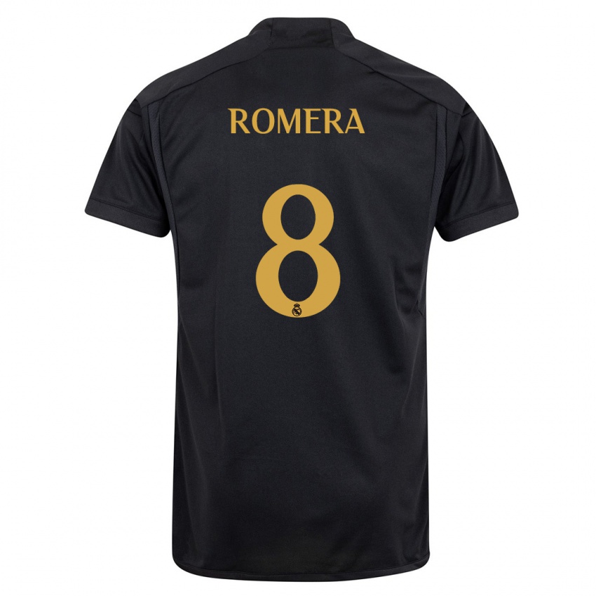Mujer Camiseta Miguel Romera #8 Negro Equipación Tercera 2023/24 La Camisa Argentina