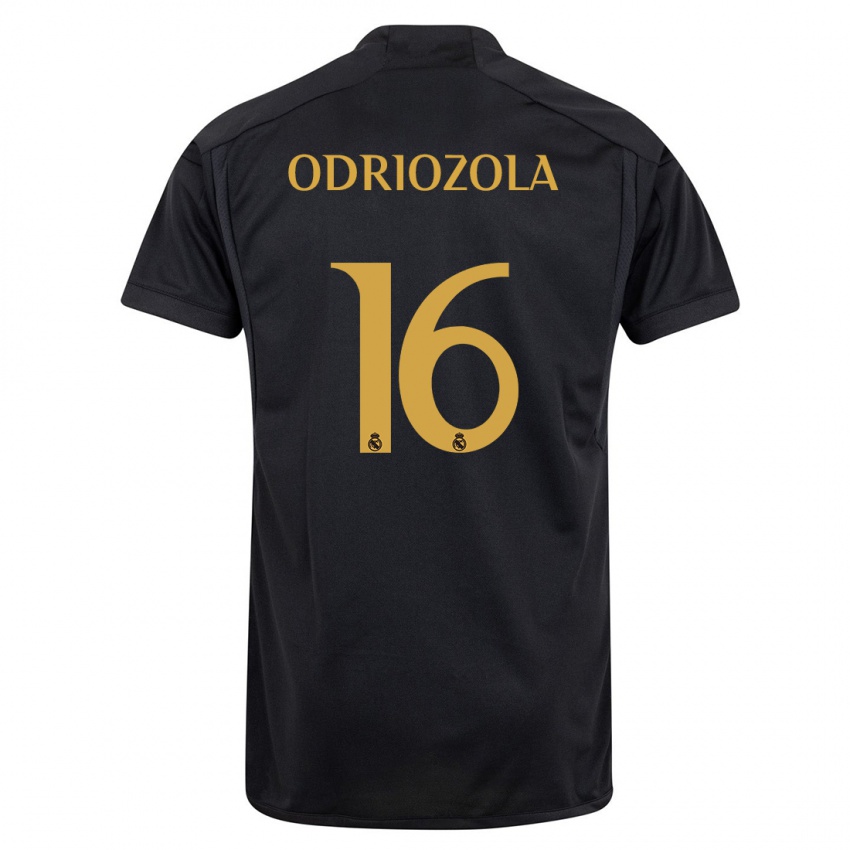 Mujer Camiseta Alvaro Odriozola #16 Negro Equipación Tercera 2023/24 La Camisa Argentina