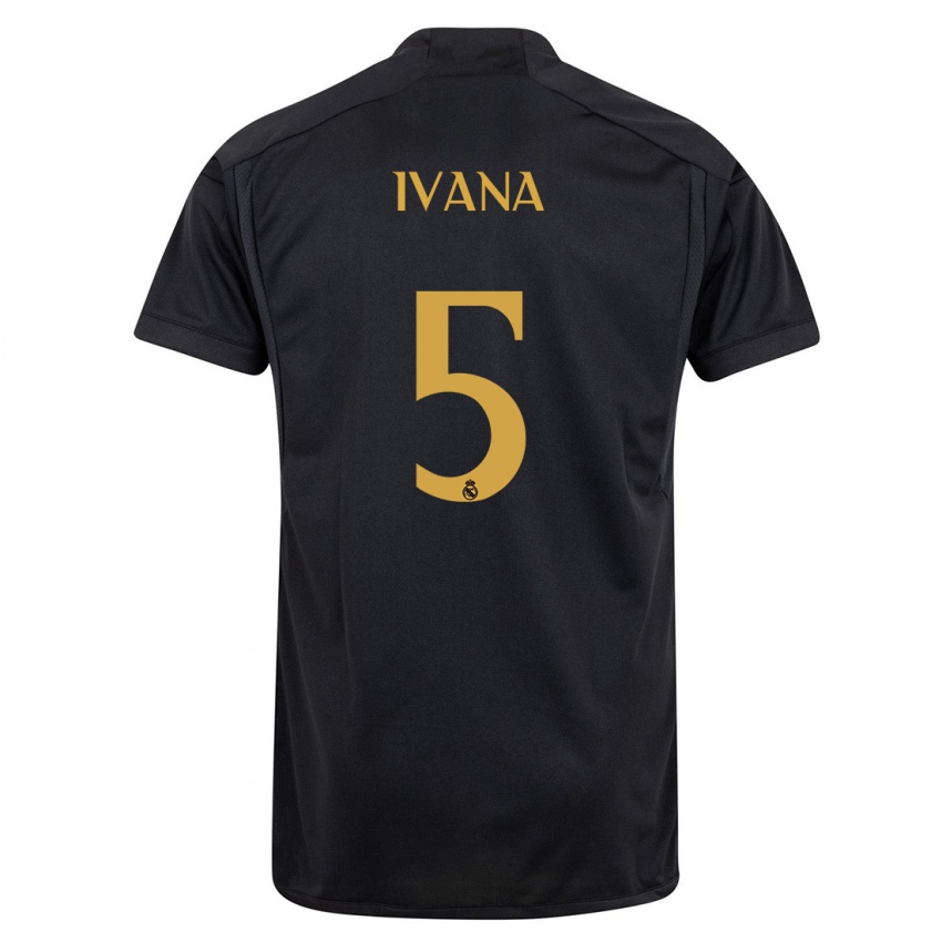 Mujer Camiseta Ivana Andres #5 Negro Equipación Tercera 2023/24 La Camisa Argentina