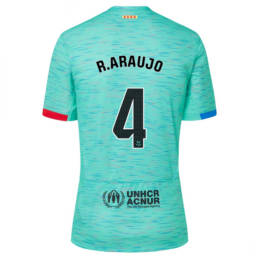 Mujer Camiseta Ronald Araujo #4 Aguamarina Clara Equipación Tercera 2023/24 La Camisa Argentina