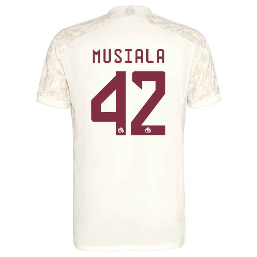 Mujer Camiseta Jamal Musiala #42 Blanquecino Equipación Tercera 2023/24 La Camisa Argentina