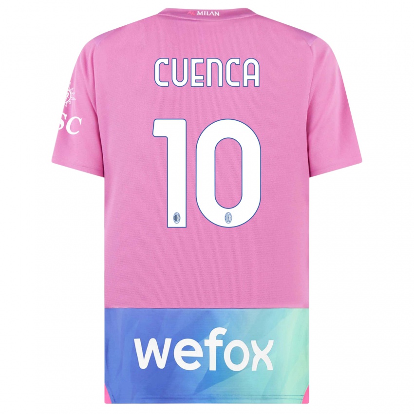 Mujer Camiseta Hugo Cuenca #10 Rosado Morado Equipación Tercera 2023/24 La Camisa Argentina