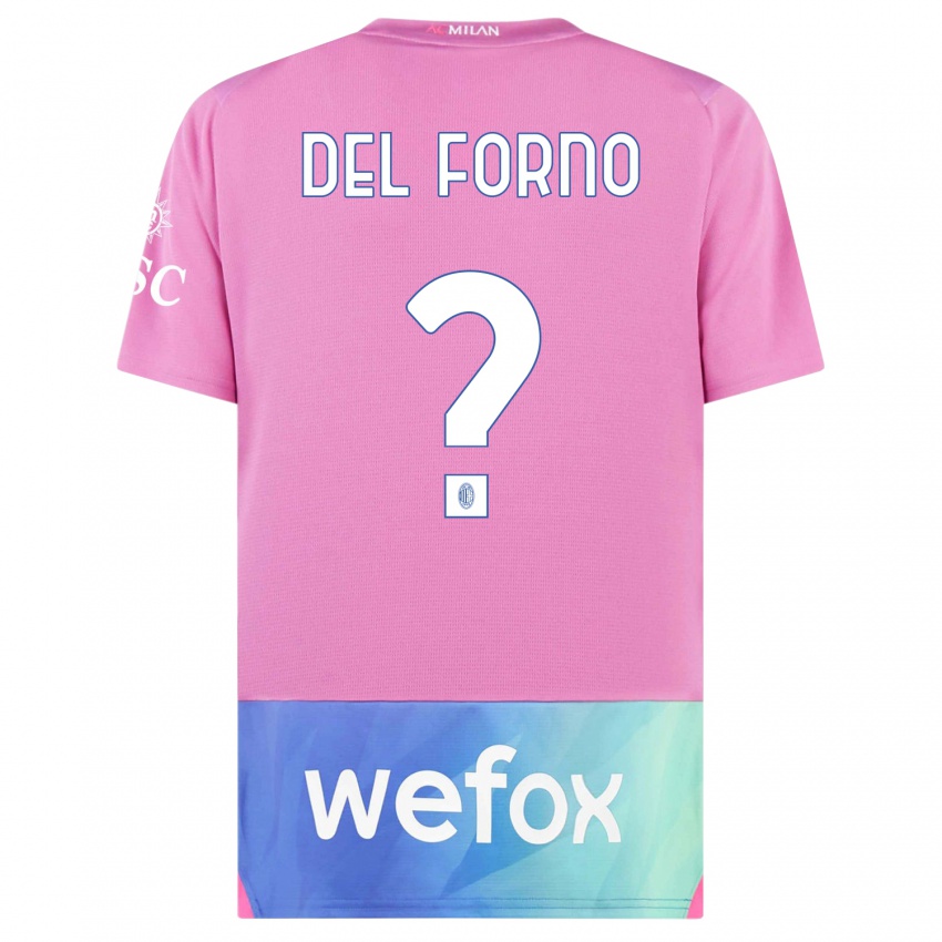 Mujer Camiseta Luca Del Forno #0 Rosado Morado Equipación Tercera 2023/24 La Camisa Argentina