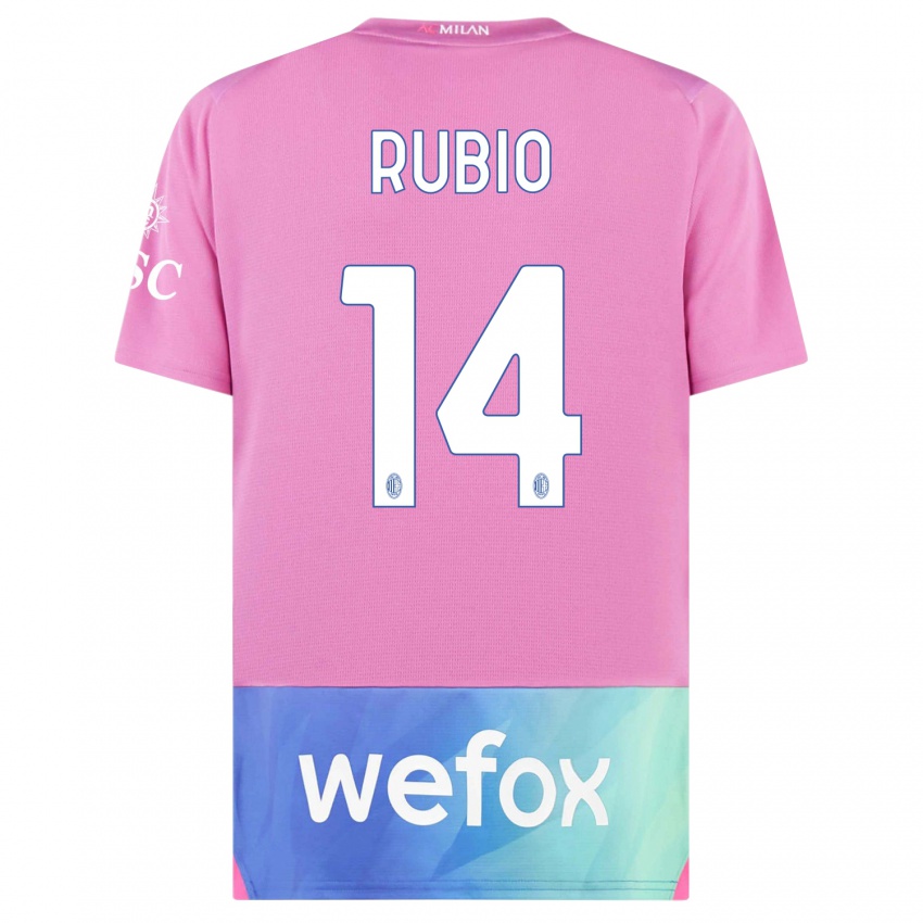 Mujer Camiseta Silvia Rubio #14 Rosado Morado Equipación Tercera 2023/24 La Camisa Argentina