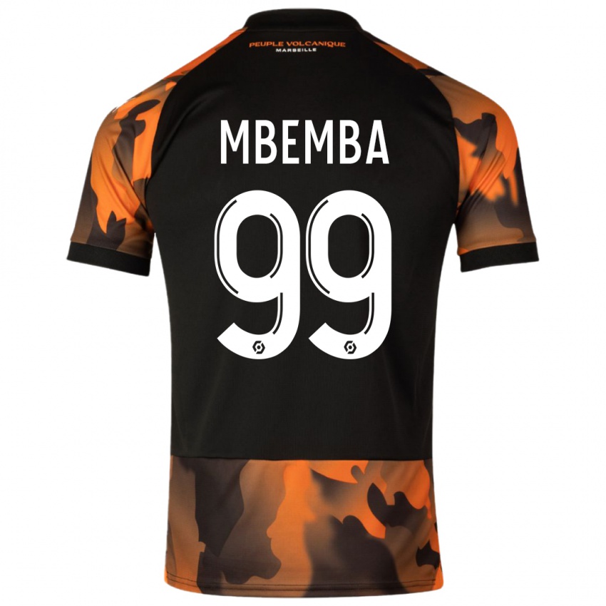 Mujer Camiseta Chancel Mbemba #99 Negro Naranja Equipación Tercera 2023/24 La Camisa Argentina