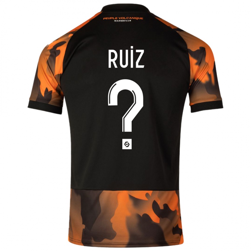 Mujer Camiseta Pedro Ruiz #0 Negro Naranja Equipación Tercera 2023/24 La Camisa Argentina